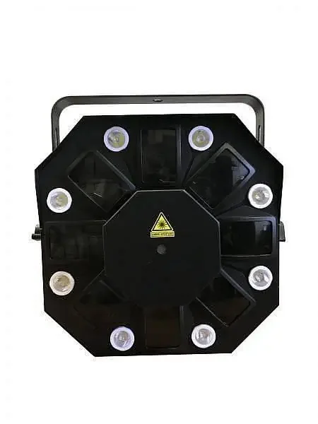 EXTREME TRIFEX SPIDER I 3 EFFETTI IN 1 TIPO STINGER / 8 LED x 1W STROBO + SPIDERAY 5 x 3W RGBWA DMX
